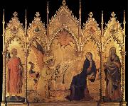 Simone Martini La Anunciacion,Con los Santos Ansano y Margarina y Cuatro profesar oil on canvas